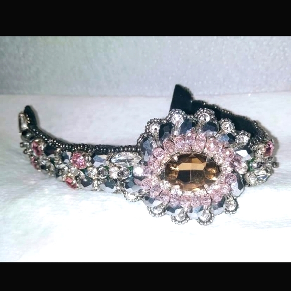 Crystal Jeweled Statement Bracelet - Picture 5 of 8